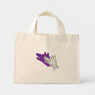 Bolsa Tote Mini Púrpura de Lobo Silhueta Mão
