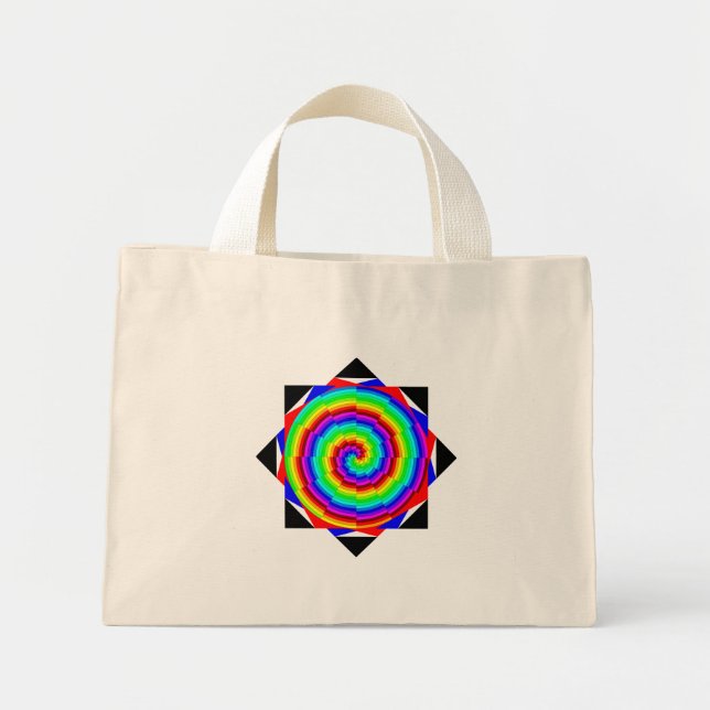 Bolsa Tote Mini Rainbow Spiral por Kenneth Yoncich (Frente)