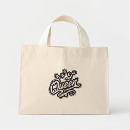 Bolsa Tote Mini Rainha com coroa, Design de tipografia