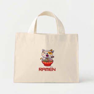 Bolsa Tote Mini Ramen Cat Kawaii Anime Cat Ramen Lover Kawaii