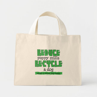 Bolsa Tote Mini Reduzir as fábricas de papoilas, reciclar cão