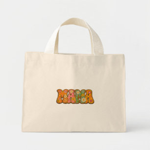 Bolsa Tote Mini Retro Floral Mamãe: Tipografia Vintage Groovy