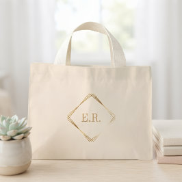 Bolsa Tote Mini Saca de Algodão Personalizada com Inicial Minimali