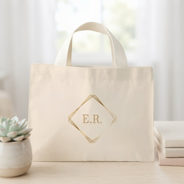 Bolsa Tote Mini Saca de Algodão Personalizada com Inicial Minimali (Criador carregado)