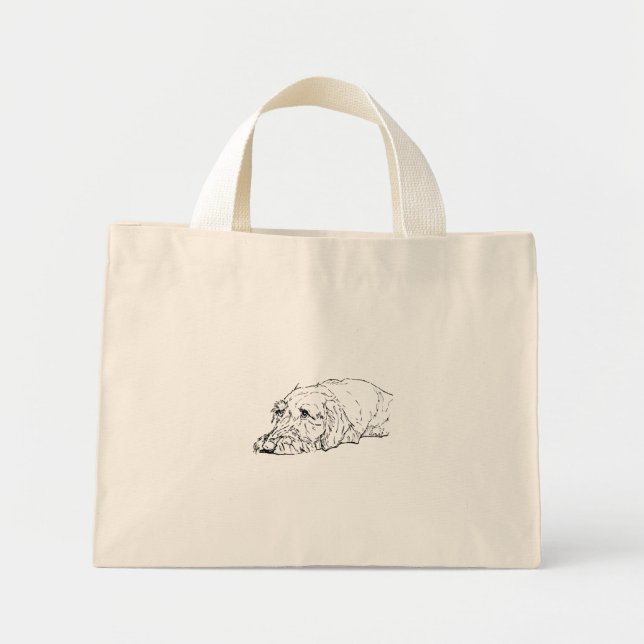 Bolsa Tote Mini Saca de Dachshund de Pelo Cabeludo (Frente)