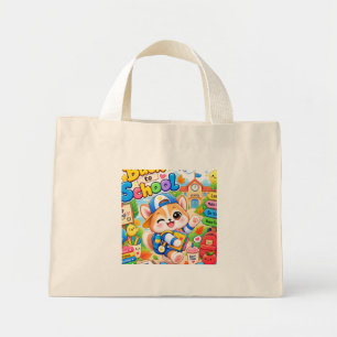 Bolsa Tote Mini Saca Kawaii Corgi de Volta às Aulas Pequena