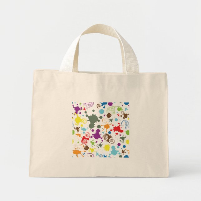 Bolsa Tote Mini Saco de Compras de Arte com respingos de tinta em  (Frente)