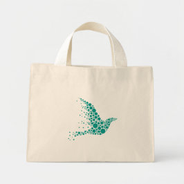 Bolsa Tote Mini Saco de Compras Minimalista Pombo da Paz com Ponto
