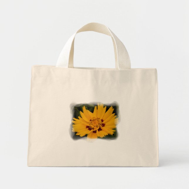 Bolsa Tote Mini Saco de flores amarelas (Frente)