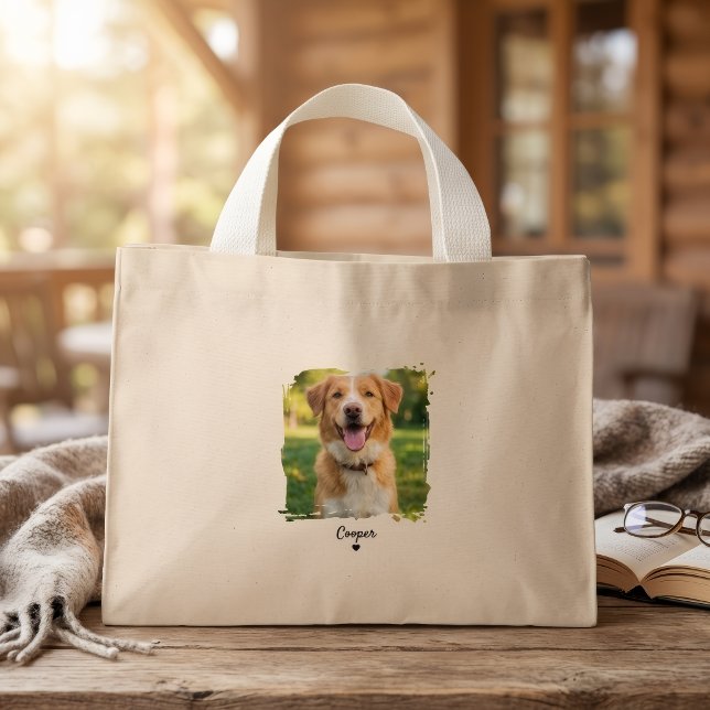 Bolsa Tote Mini Saco de Mão com Foto Personalizada de Cachorro - A (Criador carregado)