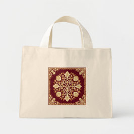 Bolsa Tote Mini Saco de mão floral arabesco crimson