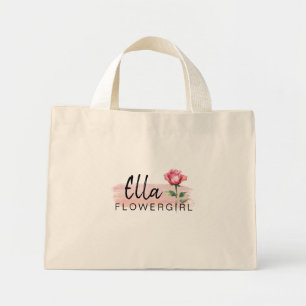 Bolsa Tote Mini Saco de Mão Rosa Cor-de-Rosa Menina Flor - Lembran