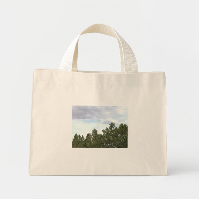 Bolsa Tote Mini Saco de Nuvens e Árvores (Frente)
