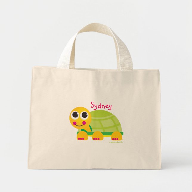Bolsa Tote Mini Saco de Tartaruga Cute Personalizado (Frente)