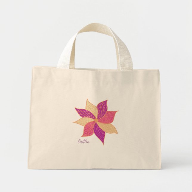 Bolsa Tote Mini Saco de Toque de Flor Feliz (Frente)