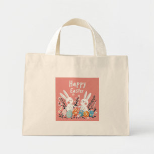 Bolsa Tote Mini Saco de Tota de Ilustração Coelhada de Dois Coelho