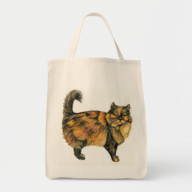Bolsa Tote Mini Saco de Tote de Gato Castanho (Frente)
