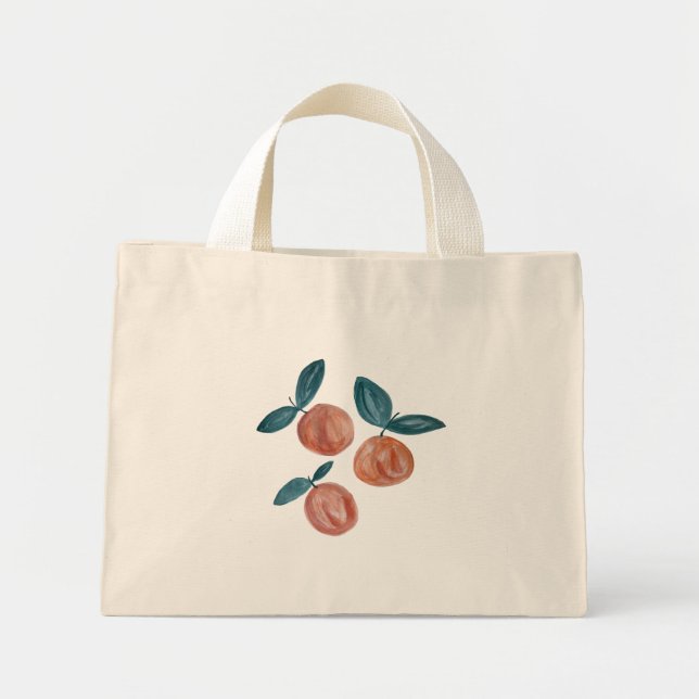 Bolsa Tote Mini Saco do Toque de Canvas Pequena Laranja Pêssego (Frente)