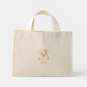 Bolsa Tote Mini Saco Tote Cogumelo & Vaca Kawaii