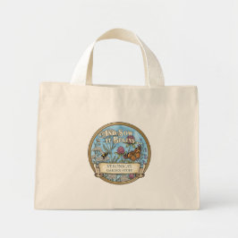 Bolsa Tote Mini Saco Tote Personalizado Jardim do Polinizador Azul