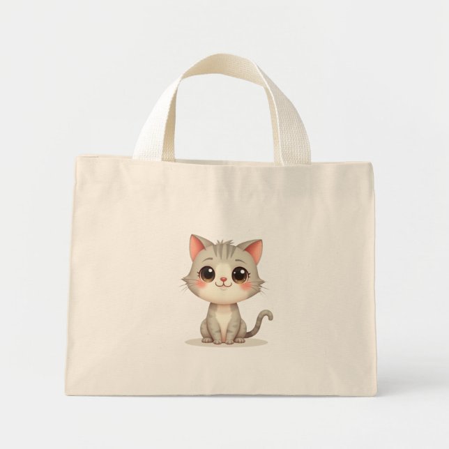 Bolsa Tote Mini Sacos de Tote (um gato fofo) (Frente)