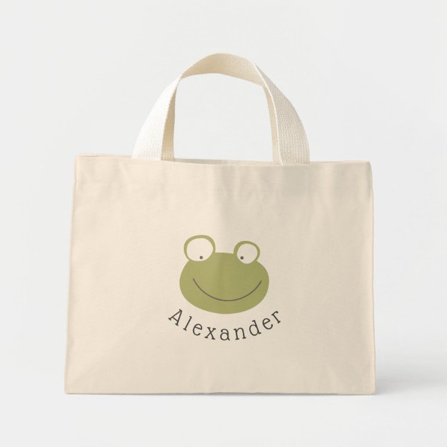 Bolsa Tote Mini Sapo de Cute de Nome Personalizável (Frente)