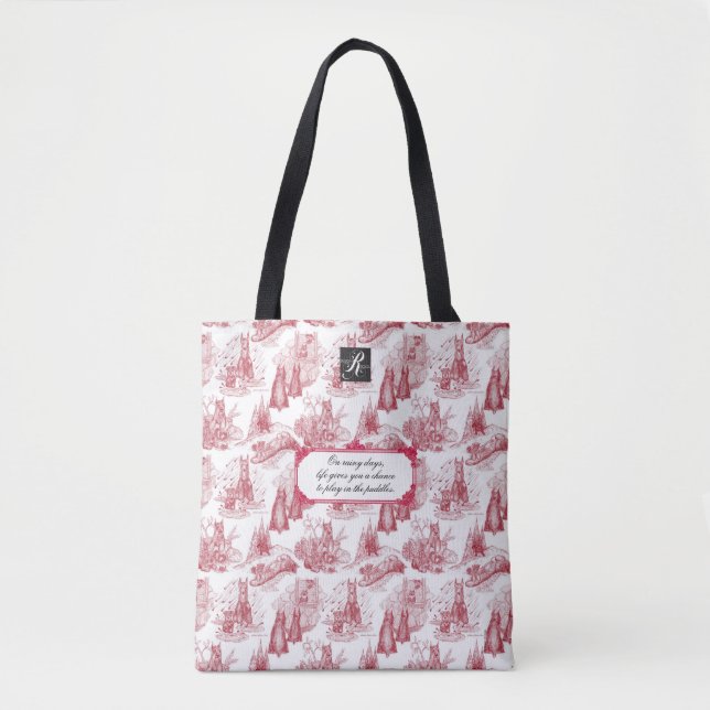Bolsa Tote MINI SCHNAUZER Terrier Red Toile Dia de Chuva (Frente)