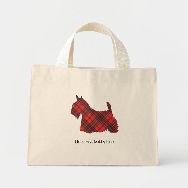 Bolsa Tote Mini Scottish Terrier Maxwell Tartan (Frente)