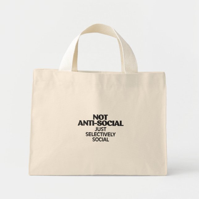 Bolsa Tote Mini Selectively Social Statement Typography Design (Frente)