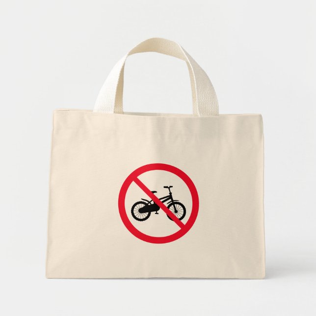 Bolsa Tote Mini Sem Sinal Proibido de Bicicleta | Saco de Tote Peq (Frente)