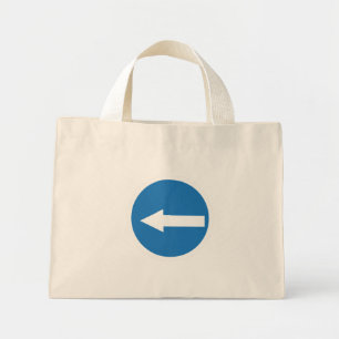 Bolsa Tote Mini Seta para a esquerda azul   Sinal rodoviário   Sac