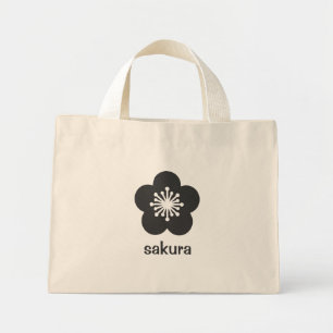 Bolsa Tote Mini Silhueta de Sakura Preta Suave