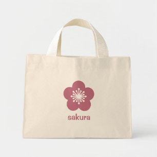 Bolsa Tote Mini Silhueta Flor de Cerejeira Rosa Sakura