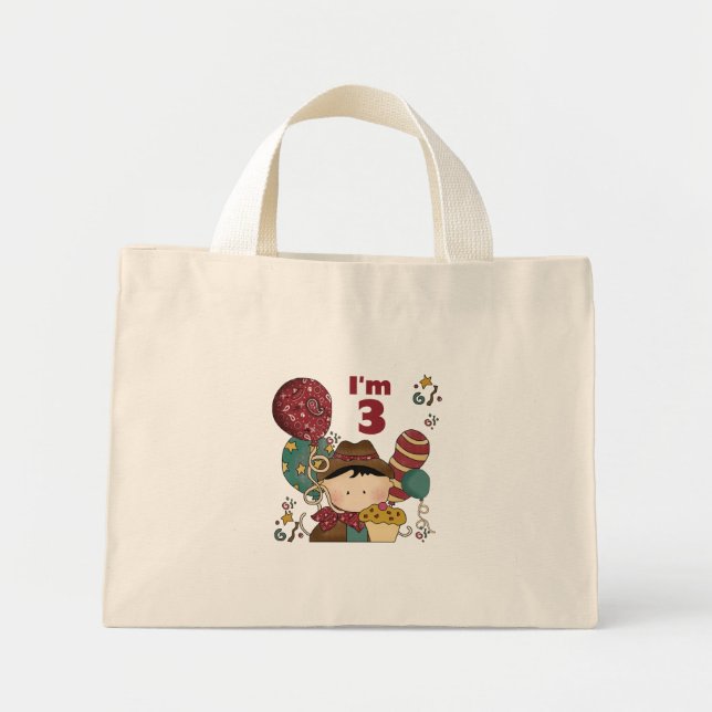 Bolsa Tote Mini T-shirts e presentes aniversário de 3 anos (Frente)