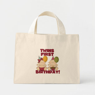 Bolsa Tote Mini T-shirts e presentes gêmeos primeiros aniversarios