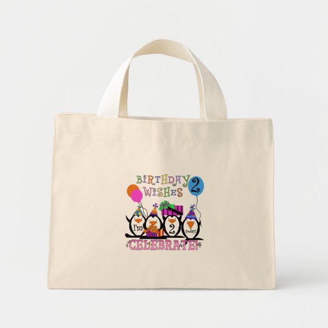 Bolsa Tote Mini T-shirts e presentes segundos aniversários Pinguin (Frente)