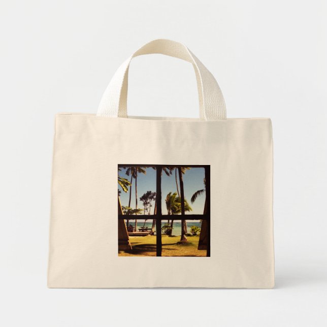 Bolsa Tote Mini Tcnm de Cena de Praia de Fiji Tropical (Frente)