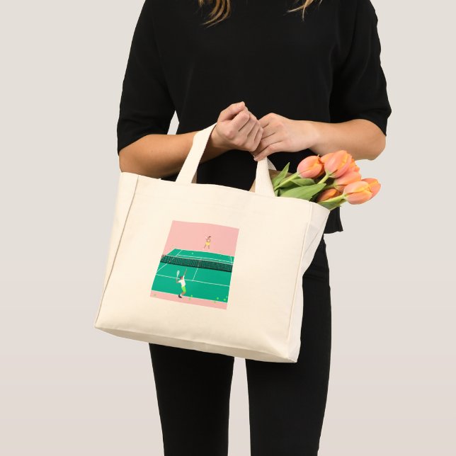 Bolsa Tote Mini Tênis de Arte Moderna - Jogador Rosa Verde (Frente (produto))