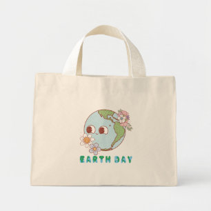 Bolsa Tote Mini Terra Gira com Flores Feliz Dia da Terra