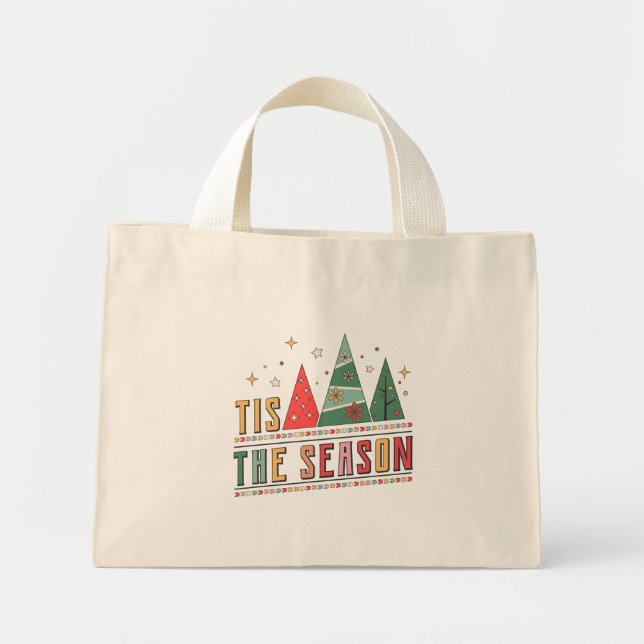 Bolsa Tote Mini Tis The Season Modern Christmas Typografia (Frente)