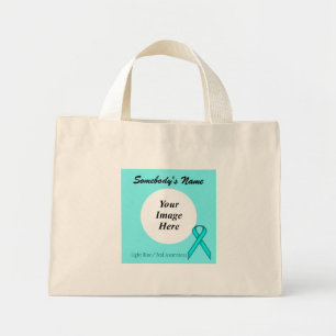 Bolsa Tote Mini Tmpl da Faixa Azul/Teal Padrão por K Yoncich