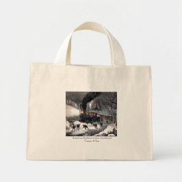 Bolsa Tote Mini Tote Bag - American Railroad Scene: Snowbound