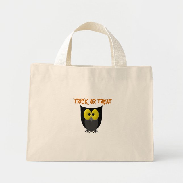 Bolsa Tote Mini Truque ou tratamento de coruja (Frente)