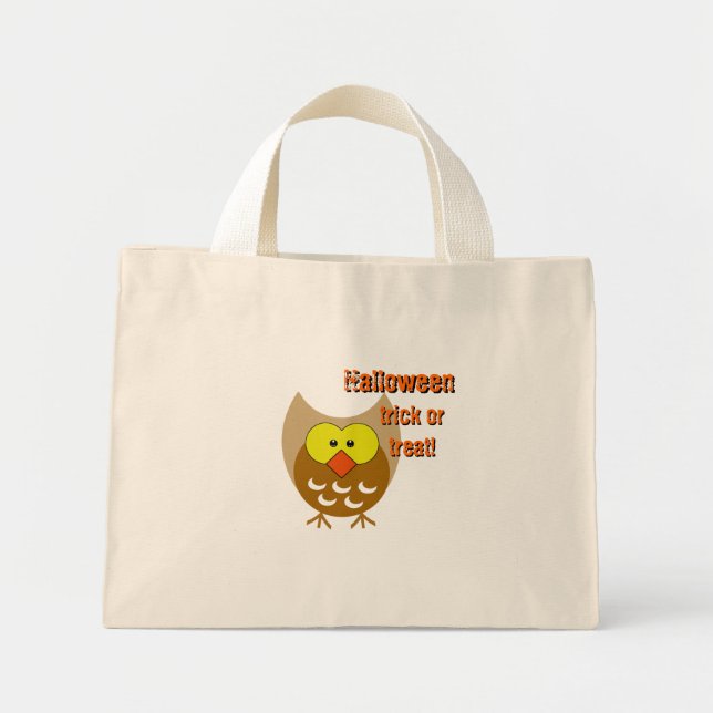 Bolsa Tote Mini Truque ou tratamento de coruja (Frente)