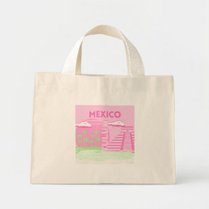 Bolsa Tote Mini Tulum, México, Viagem, Arte, Pré-Arte, Rosa