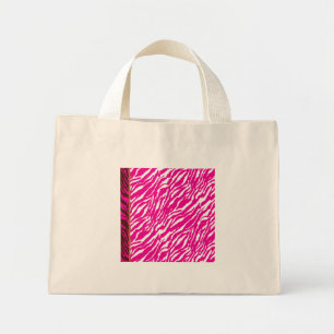Bolsa Tote Mini Um intrincado padrão floral em rosa e branco, arte