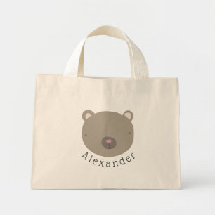 Bolsa Tote Mini Urso de Cute de Nome Personalizável