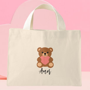 Bolsa Tote Mini Urso moderno minimalista fofo e moderno