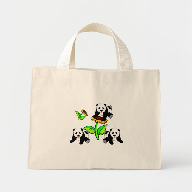 Bolsa Tote Mini Ursos de Panda Girassol (Frente)