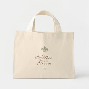 Bolsa Tote Mini Verde Fleur de Lis Mãe do Groom Inicial